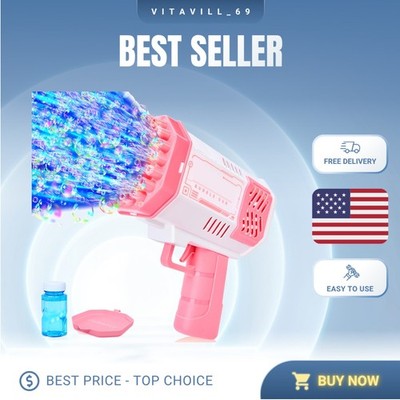 Rocket-Shaped Bubble Machine Toy for Kids Ages 4-8 - Includes Bubble Solution
