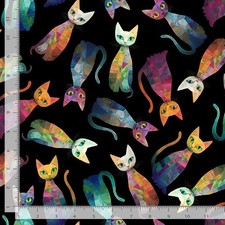 Cotton Sophisticat Tossed Quilt Cats Animals Pets Fabric Print by Yard D388.84