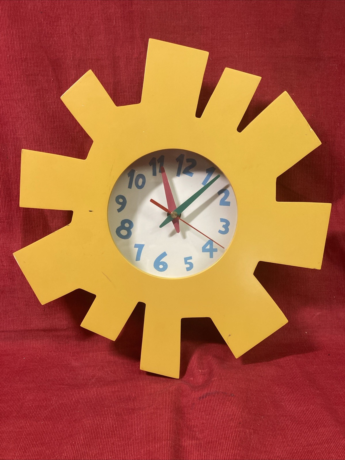 Starburst Sunburst Wooden Wall Clock Retro Colorful Abstract MCM Geo Dr Seuss