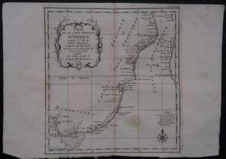 MADAGASCAR MOZAMBIQUE TANZANIA 1740 BELLIN ANTIQUE COPPER ENGRAVED MAP