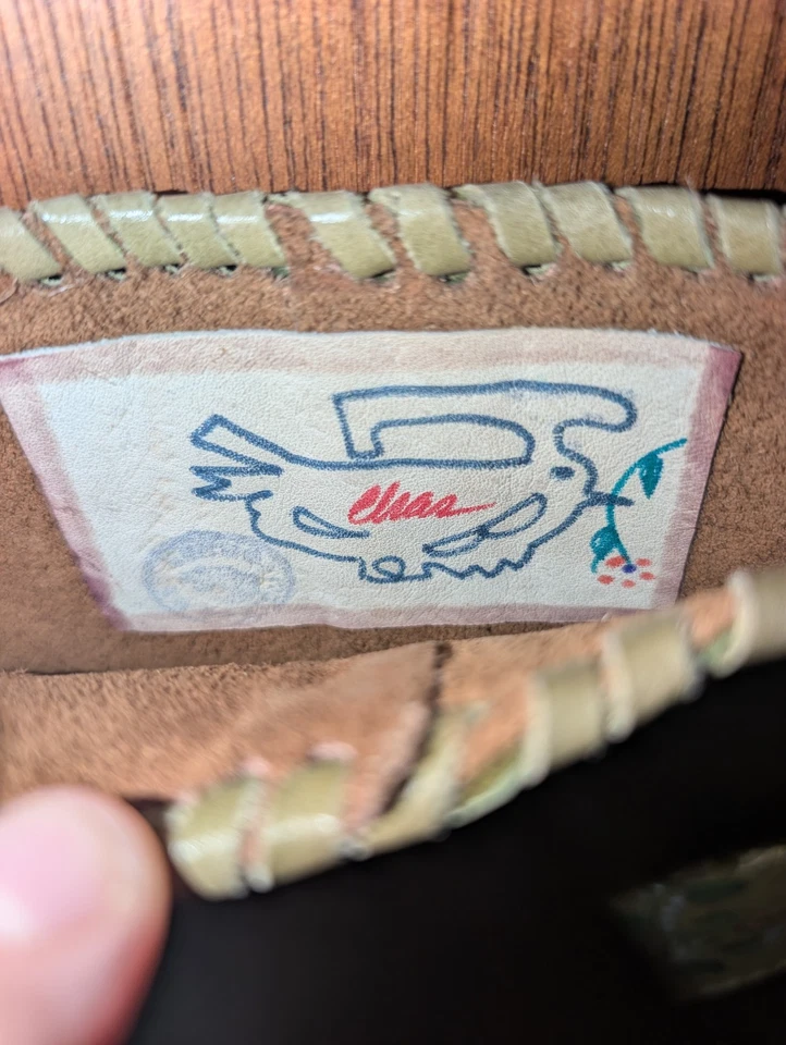 Cartera de cuero vintage Char pintada a mano años 70 floral boho rara Foto 4 de 4