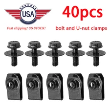 Fit For Ford Truck Body Bolts & U-nut Clips- M6-1.0 x 25mm- 10mm Hex- 40Pcs- New