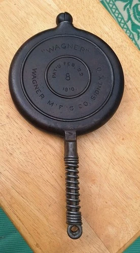 Antique 1910 Heavy Duty #8 Wagner Waffle Maker Iron - Very Good Cond. w/out Base