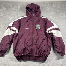 Vintage 90's Diadora Men's Winter Puffer Hooded Jacket Burgundy Size Medium