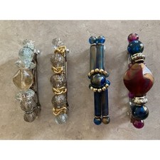 Lot of 4 Vintage Hair Barrettes Clips Plastic Metal Colorful Unmarked Well Made