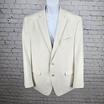 Chaps Beige Off White 2 Button Single Vented Notch Blazer Sport Coat 46R