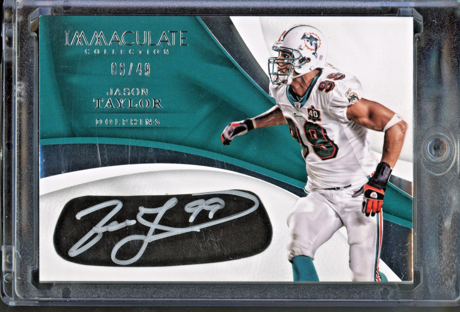 2017 Panini Immaculate Jason Taylor /49 Eye Black Auto Silver Ink Dolphins EY-JT