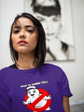 Purple Who Ya Gonna Call Ghostbusters Marshmallow Man Mens T Shirt MEDIUM