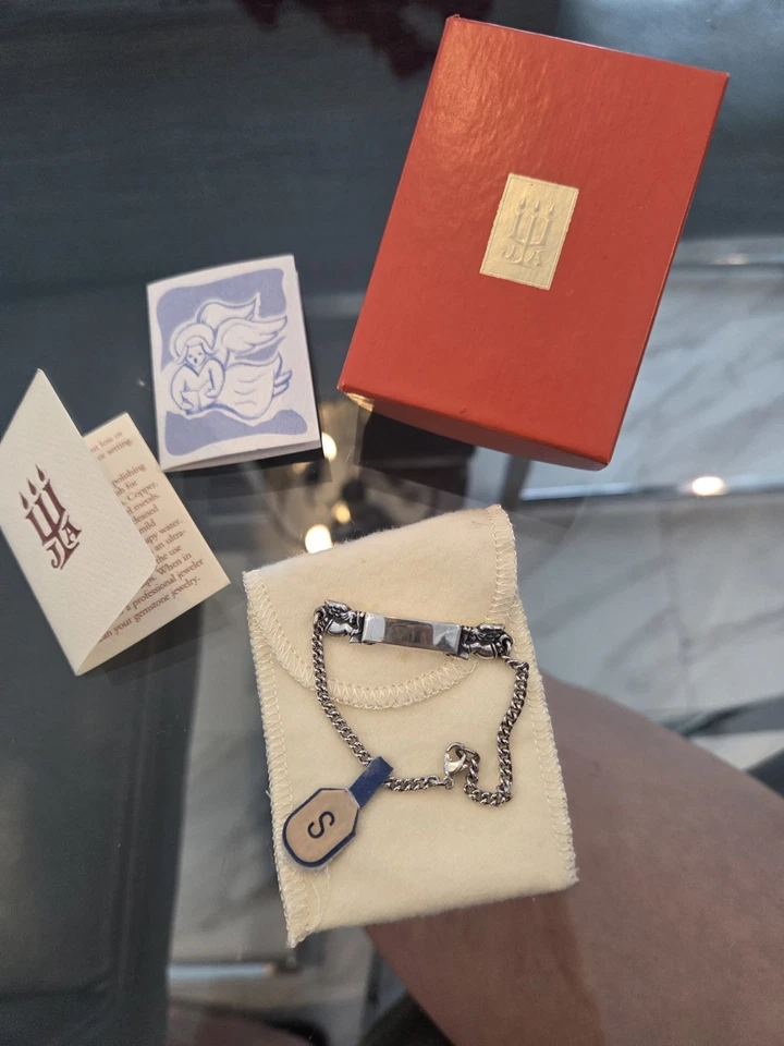 PULSERA DE ESLABONES GRABABLES VINTAGE JAMES AVERY PLATA ESTERLINA 925 IDENTIFICACIÓN ÁNGEL BEBÉ Foto 3 de 3