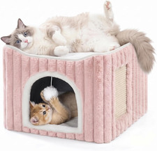 3-In-1 Cat Cave Bed for Indoor Cats with Scratch Pad