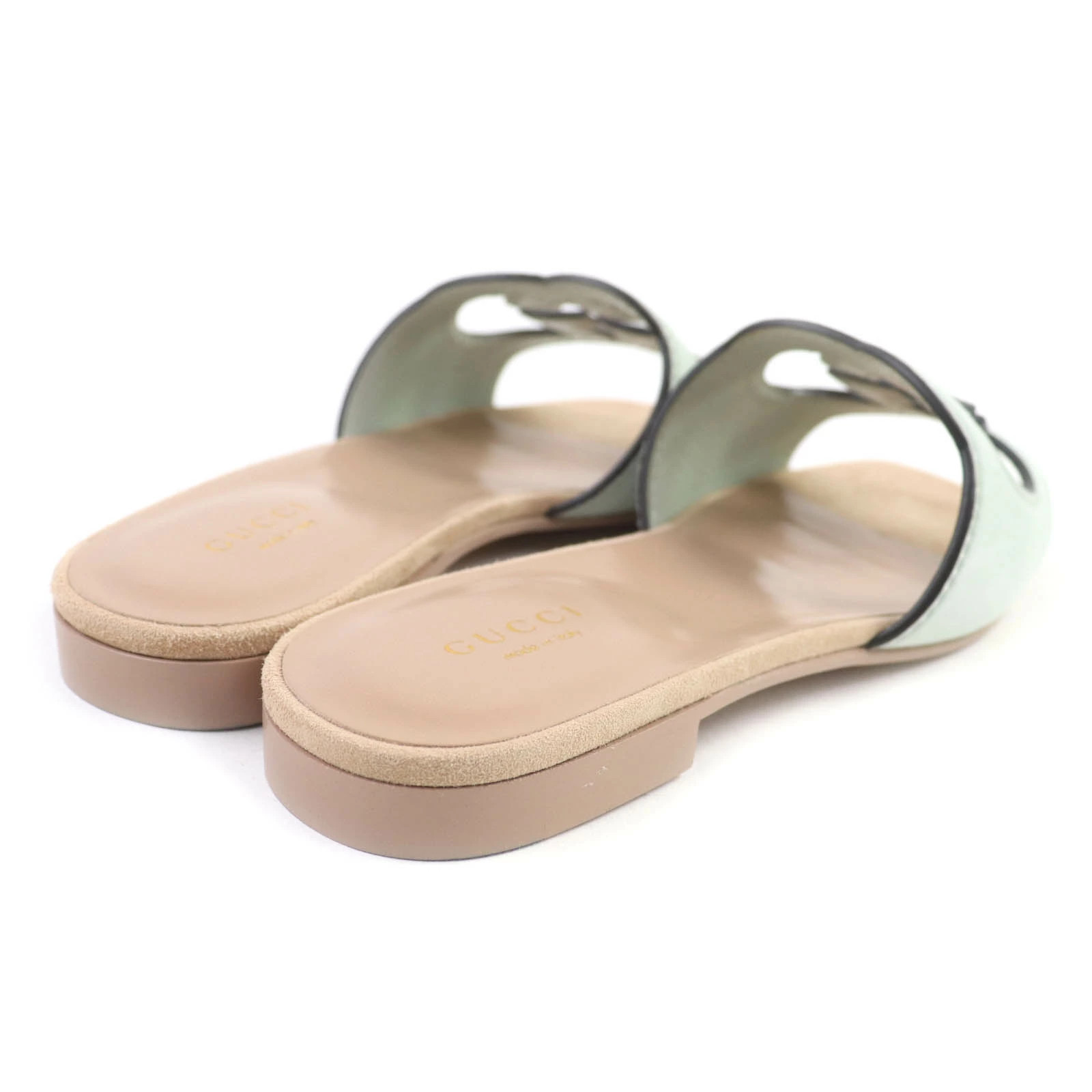 GUCCI Interlocking G suede leather slide sandals mule mint green 36 storage bag thumbnail 3