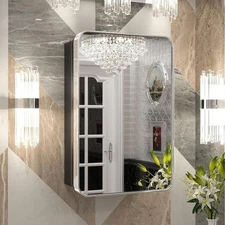 Sturdy Metal Medicine Cabinet Adjustable Shelves Wall Mount HD Mirror 17x25 Inch