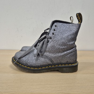 Dr Martens 1460 Pascal Glitzer Silber Knöchel Glitzer Disco Party Stiefel Uk 5