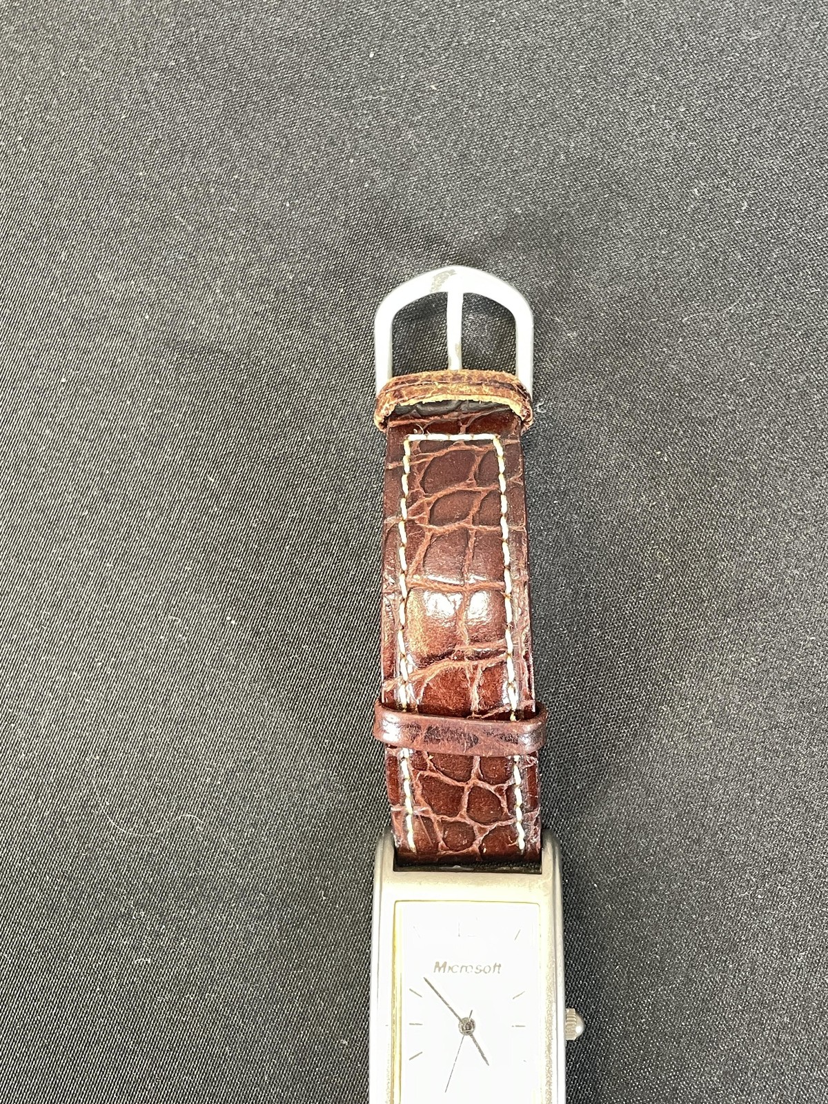 Microsoft Mens Watch Rectangular Cream Dial Brown… - image 5