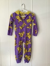 Girls Size 6 Purple Pok mon Pikachu One Piece Pajama With Hood