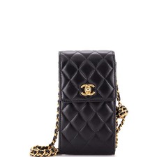 Chanel Pearl Crush Phone Holder Crossbody Bag Quilted Lambskin