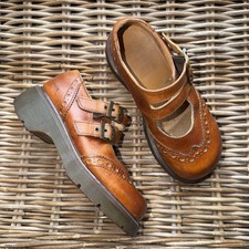 RARE 90 s Dr. Martens Wingtip Mary Jane Brogue Double Strap US Size 6 Brown