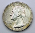 1943 S Washington Quarter AU UNC 90% Silver Toned Toning San Francisco Mint