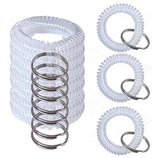 10 Pieces Wrist Coil Keychain Spiral Key Ring, Clear White