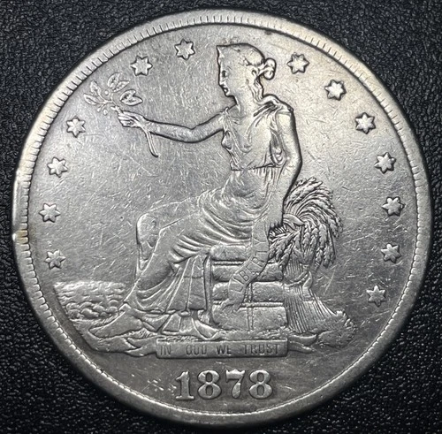 1878-S Trade Silver Dollar VF Details Very Fine San Francsico Mint Coin