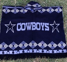 Cowboys Alpaca Wool Poncho American Football, Hooded,Made In Ecuador