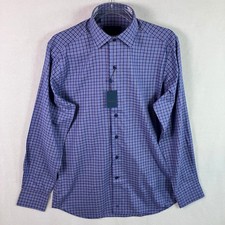 David Donahue Plaid Button-Front Dress Shirt Men's Size M Blue Long Sleeve NWT