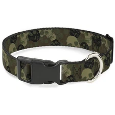 Plastic Clip Collar Camo Olive Skull Yard Large 15-24"