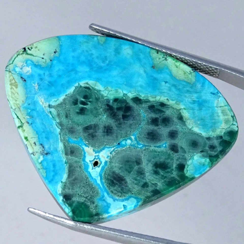 50,40 quilates. Piedra preciosa 100 % natural azurita malaquita pera cabujón 28X34X6MM Foto 2 de 4