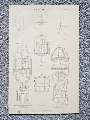Beispiele für Leuchtturm-Beleuchtungsgeräte - antiker Druck - 1875