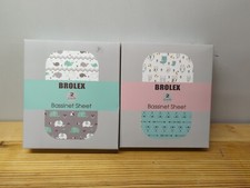 Brolex 2 Sets, 2-Pack 4 Total Bassinet Sheet Sets Owl Bear Whale Elephant