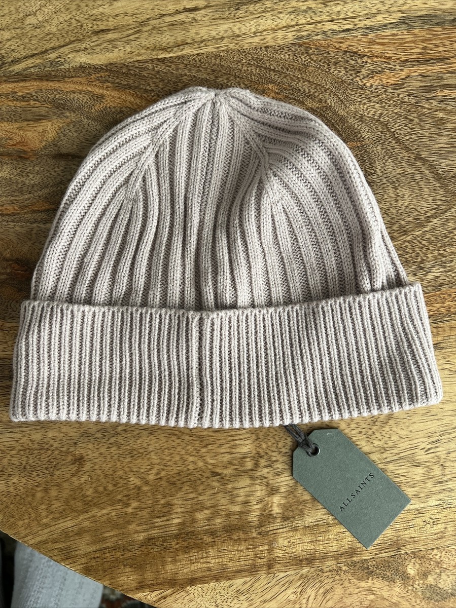 ALLSAINTS Rib Mix Beanie Blush Cuffed Hat Wool Blend Cozy  display picture 2
