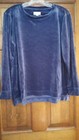 Denim & Co. Womens Size MP PolySpandex Long Sleeve Purplish Blue Velour Pullover