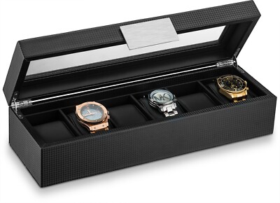Glenor Co Slot Watch Box for Men Luxury Carbon Fiber Design
