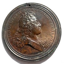 LEOPOLDO 1 REX LEROSOL VLARUM PERVIUS USUS 1726 MEDAGLIA BRONZO 62 MM