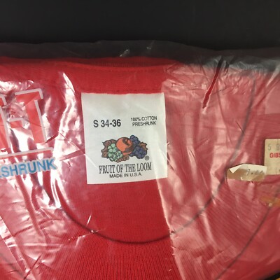 Vintage 80s Fruit of the Loom Pocket Tee Shirt SZ Small Red USA
