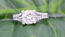 GIA Cert 3.53 CT Natural Diamond Round Cut Split Shank Engagement Ring Platinum