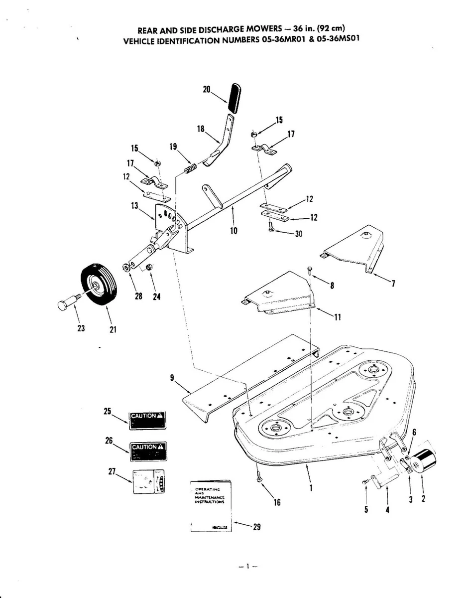 Service Parts Manual Fits Wheel Horse Mower Deck C D Series