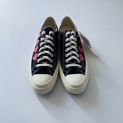 COMME DES GARCONS CDG PLAY CONVERSE BLACK LOW MULTI RED HEART AZ