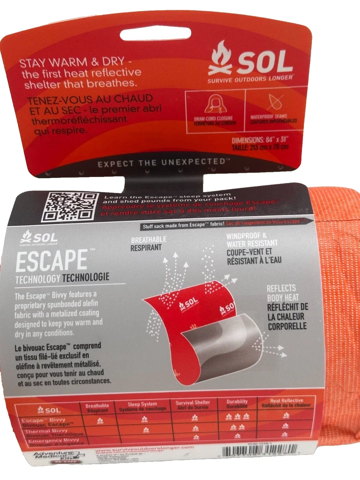 SOL Escape Bivvy Reflectante de Calor Ligero 8.5 OZ Kit Médico de Aventura/Refugio Foto 2 de 4