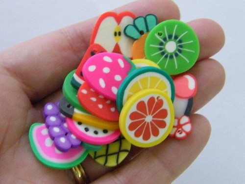 50 Fruit charms random mixed polymer FD457 |
