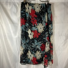 Requirements A-Line Skirt Size 12 Multicolored Floral Elastic Waist Polyester
