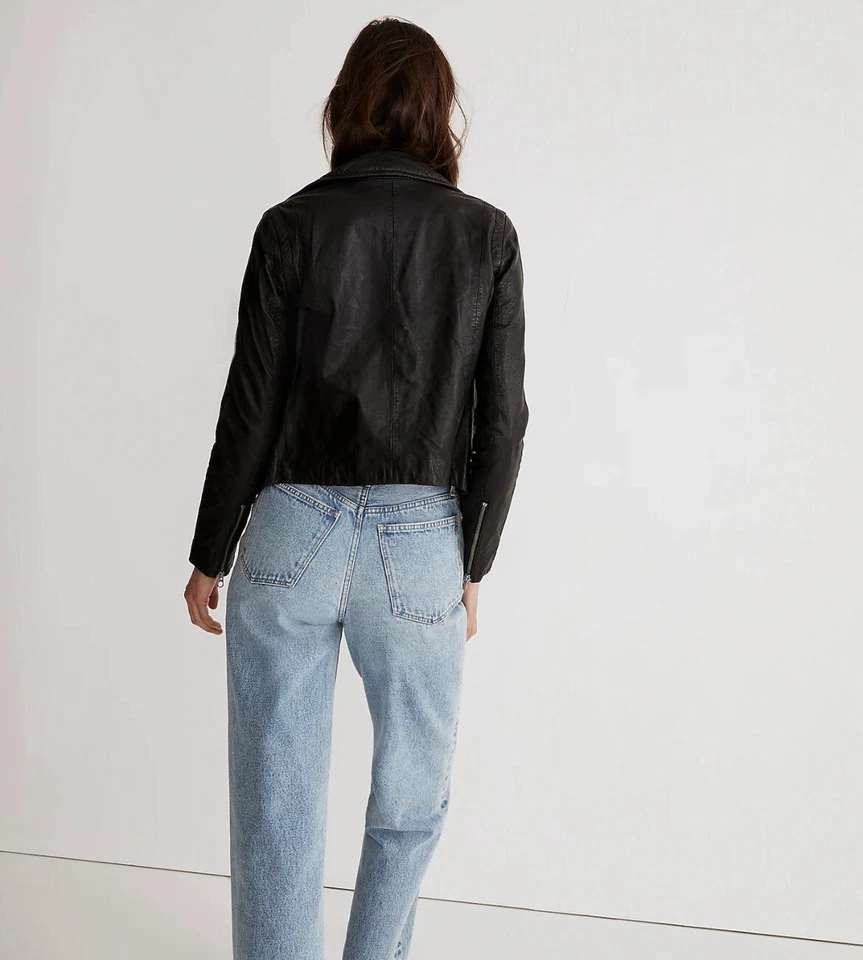 Madewell The Washed Leather Motorcycle Jacket- Size S - Image 3 of 4