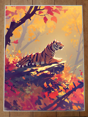 Tiger Anime Japanese Style Poster 18x24in