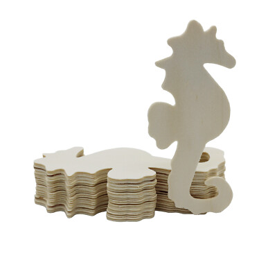 Creative Hobbies 5 Inch Seahorse Cutout Shapes, Unfinished Wood, Pack of 100
