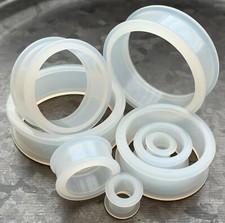 PAIR Clear Silicone Tunnels Double Flare Plugs Earlets Gauges up to 2 inch 