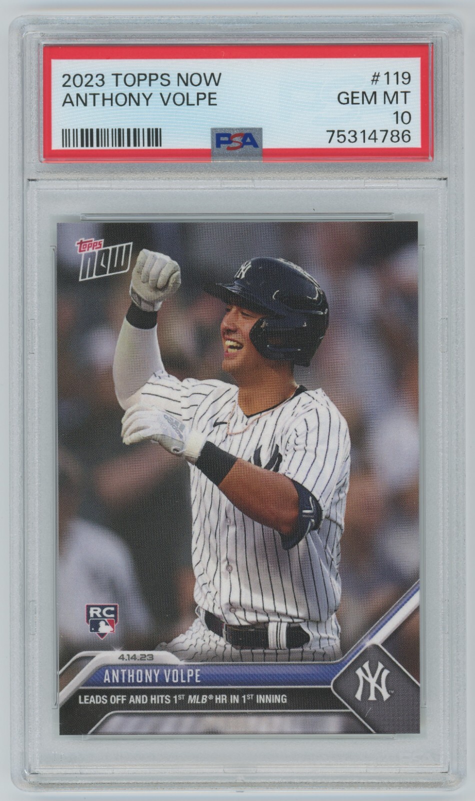 ANTHONY VOLPE (PSA 10) 2023 Topps Now MLB Rookie RC Card # 119 - 1st HR - 786