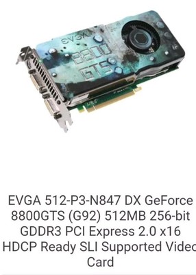 Nvidia EVGA 8800 GTS KO Graphics Card GPU 512MB PCI-E Retro Gaming PC VTG TESTED