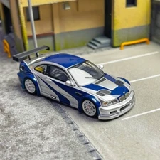  DCM 1:64 NFS Silver Blue M3 GTR E46 Coupe Sports Model Diecast Collect Car