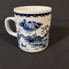 Blue Willow Coffee Mug Cup by Sanyu Miyazaki Creates 1990 Blue White Vintage