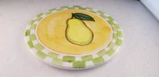 Trivet Tile Round Porcelain Tea Pear Plate 6.5"D Vintage